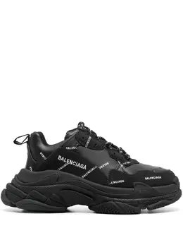 Balenciaga: Чёрные кроссовки  Triple S