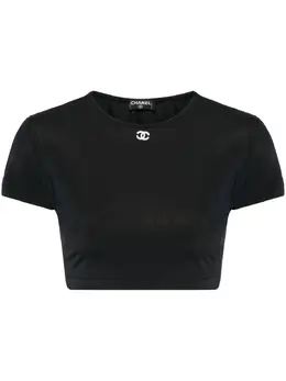 CHANEL Pre-Owned: Чёрная футболка 