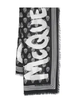 Alexander McQueen: Шарф  Skull с принтом