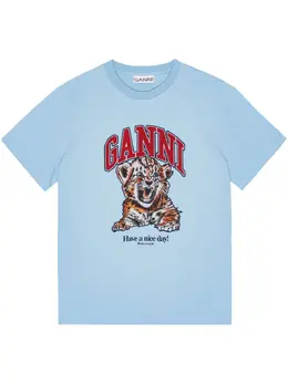 GANNI: Хлопковая футболка 