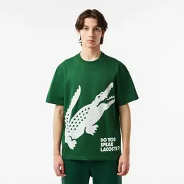 LACOSTE: Зелёная футболка 