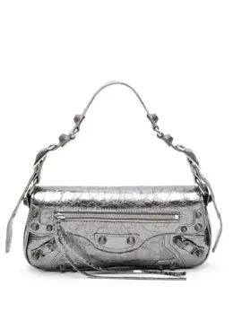 Balenciaga: Серебристая сумка  Le Cagole