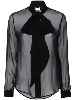 Saint Laurent: Рубашка с бантом 