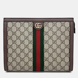 Gucci: Коричневый клатч  Ophidia