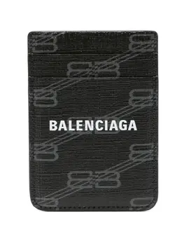 Balenciaga: Чёрный картхолдер  BB