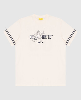 Off-White: Бежевая футболка 