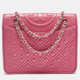 Tory Burch: Розовая сумка  Fleming