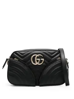 Gucci: Чёрная сумка  GG Marmont