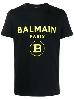 Balmain: Жёлтая футболка 