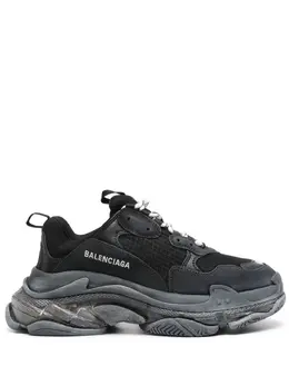 Balenciaga: Чёрные кроссовки  Triple S