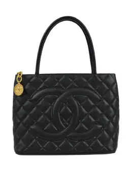 CHANEL Pre-Owned: Чёрная сумка-шоппер 