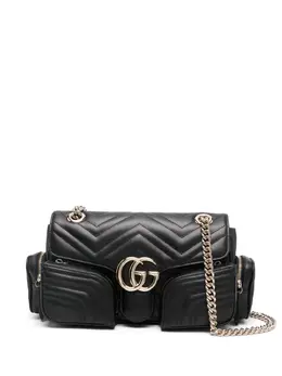 Gucci: Чёрная сумка  GG Marmont