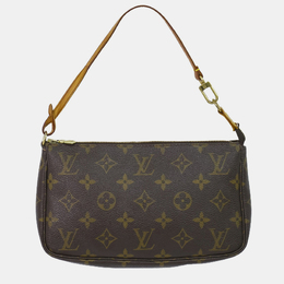 Louis Vuitton: Коричневый клатч  Pochette