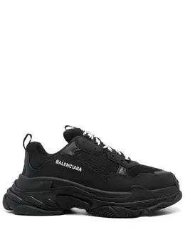 Balenciaga: Чёрные кроссовки  Triple S