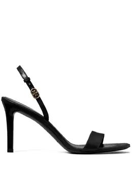 Tory Burch: Чёрные сандалии  Double T