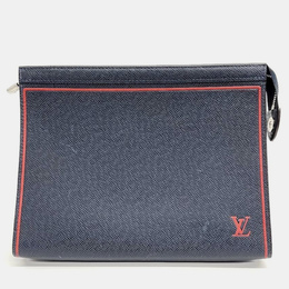 Louis Vuitton: Синяя сумка  Pochette