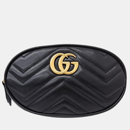 Gucci: Чёрная сумка  GG Marmont