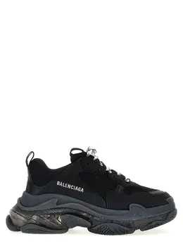 Balenciaga: Чёрные кроссовки  Triple S Clear Sole