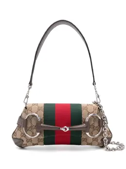 Gucci: Бежевая сумка  Horsebit Chain