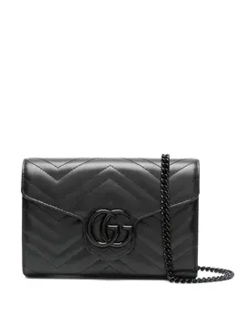 Gucci: Чёрная сумка  GG Marmont