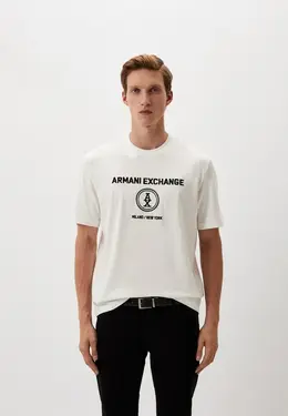 Armani Exchange: Белая футболка 