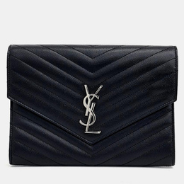 Saint Laurent Paris: Чёрный клатч  Monogram Envelope