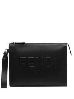 FENDI: Чёрный клатч 