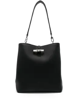 Longchamp: Чёрная сумка  Roseau