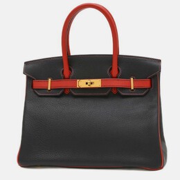 Hermes: Чёрная сумка-шоппер  Birkin 30