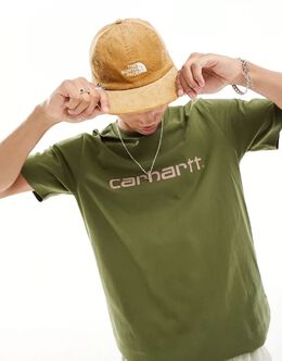 Carhartt WIP: Зелёная футболка 