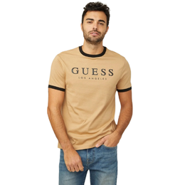 GUESS: Коричневая футболка 