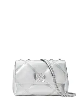 Tory Burch: Серебристая сумка  Kira