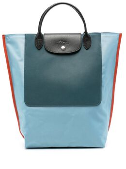 Longchamp: Голубая сумка-шоппер 