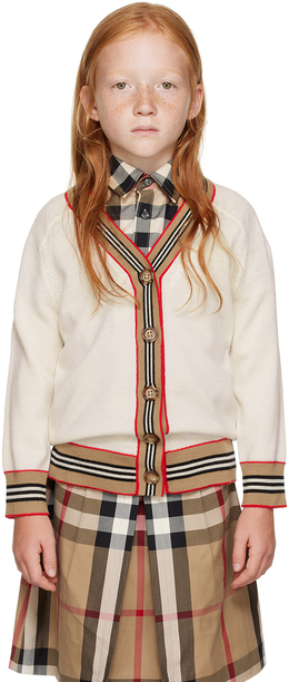 Burberry: Белый кардиган  Icon Stripe