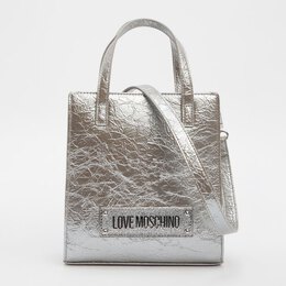 Love Moschino: Серебристая спортивная сумка 