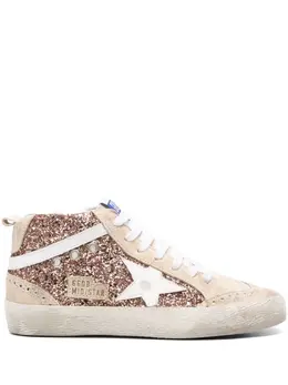 Golden Goose: Бежевые кроссовки  Mid Star