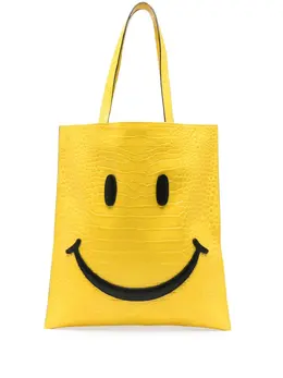 Moschino: Жёлтая сумка-шоппер  Smiley