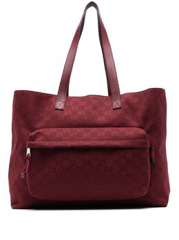 Gucci: Бордовая сумка-шоппер  GG