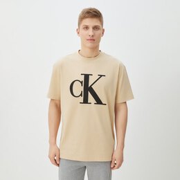 Calvin Klein Jeans: Бежевая футболка 