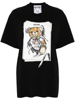 Moschino: Чёрная футболка  Teddy Bear