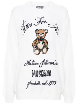 Moschino: Белый свитер  Teddy Bear