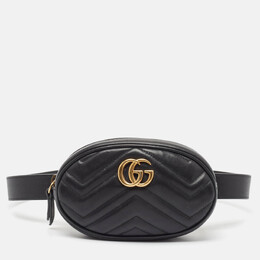 Gucci: Чёрная сумка  GG Marmont