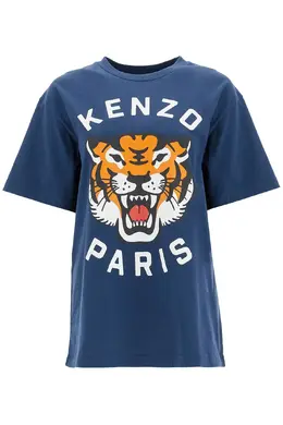 Kenzo: Голубая футболка  Tiger