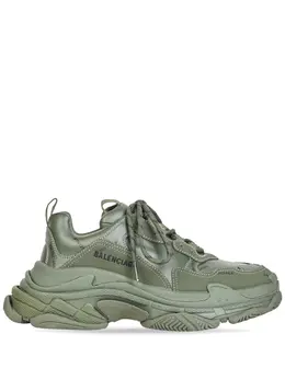 Balenciaga: Зелёные кроссовки  Triple S