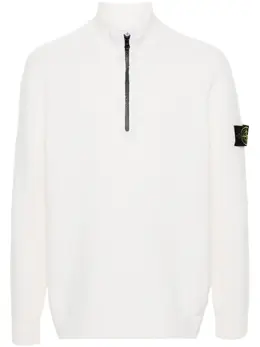 Stone Island: Белый свитер  Compass