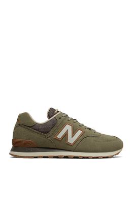 New Balance: Зелёные кроссовки 