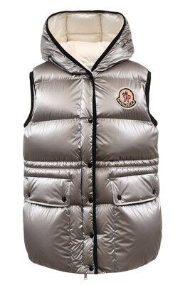 Moncler: Серебристый жилет 