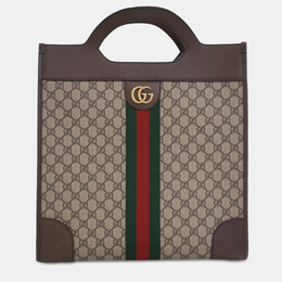 Gucci: Коричневая сумка-шоппер  GG Supreme