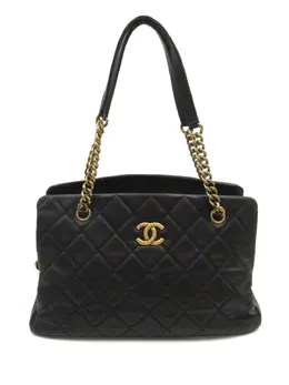 CHANEL Pre-Owned: Чёрная сумка-шоппер 