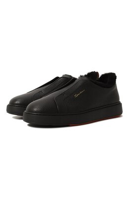 Santoni: Чёрные мокасины  Cleanic